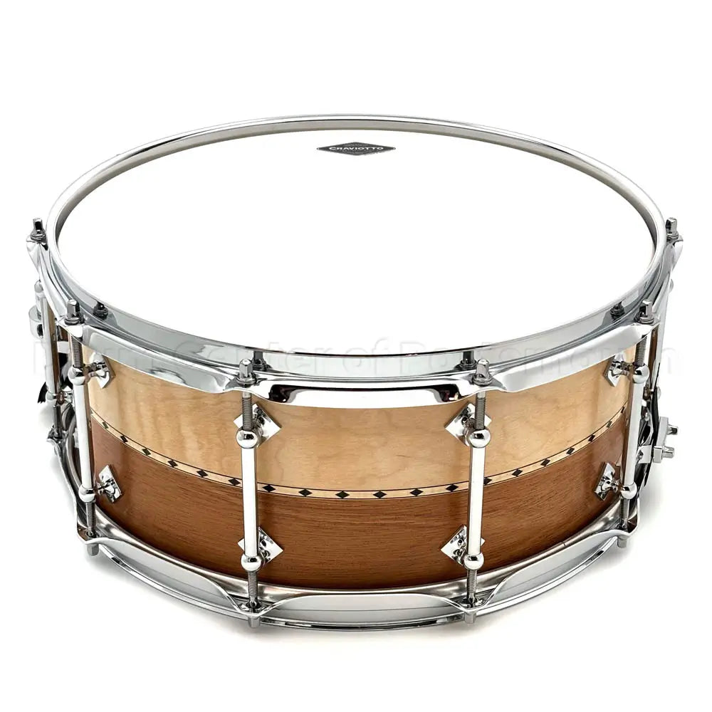 Craviotto Custom Shop Curly Maple/Mahogany Snare Drum 14x6 w/Maple Inlay - Drum Center Of Portsmouth