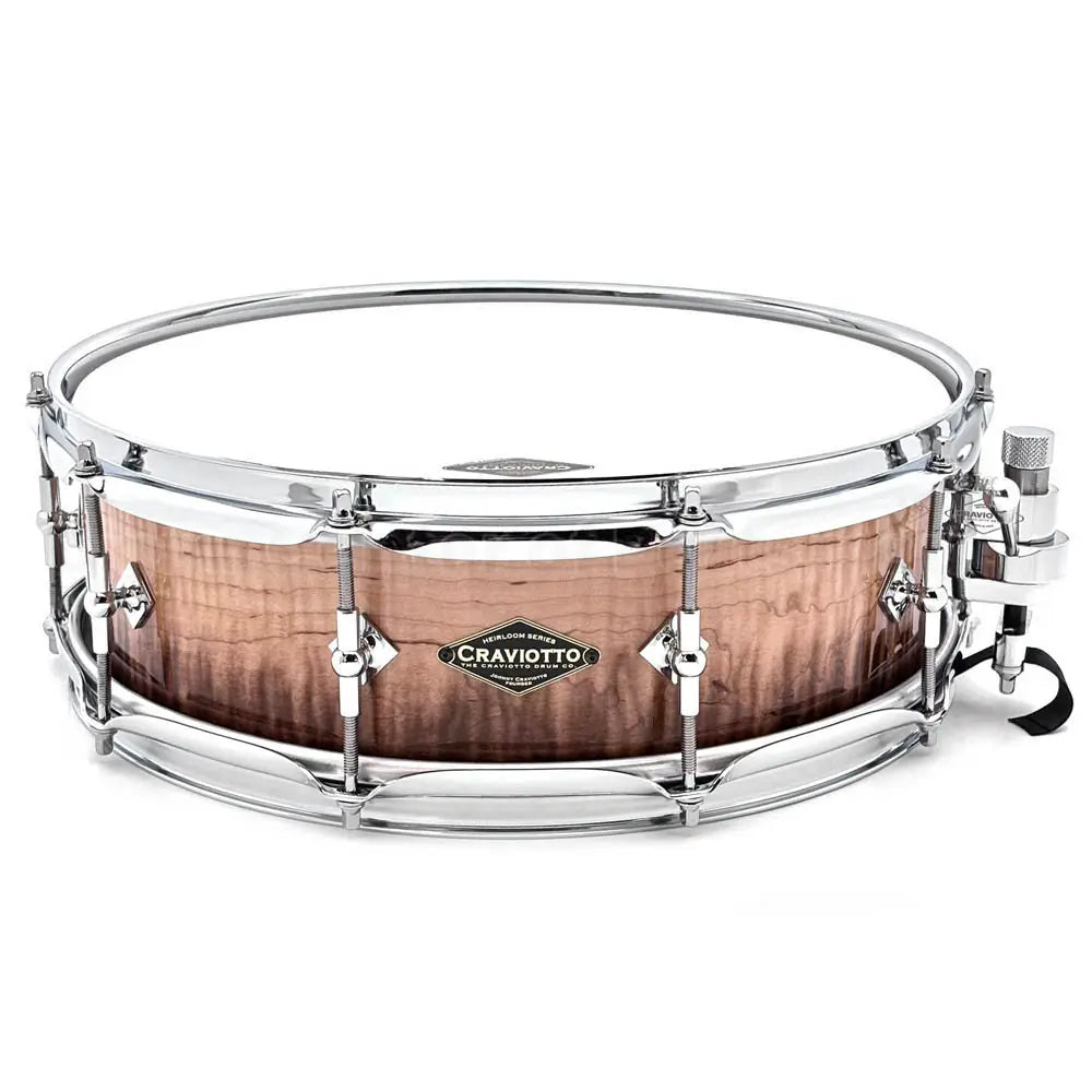 Craviotto Heirloom Figured Curly Maple Snare Drum 14x4.5 Burnt Fade - Drum Center Of Portsmouth