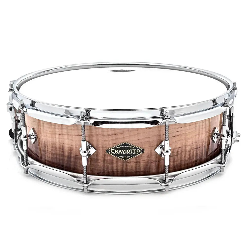 Craviotto Heirloom Figured Curly Maple Snare Drum 14x4.5 Burnt Fade - Drum Center Of Portsmouth