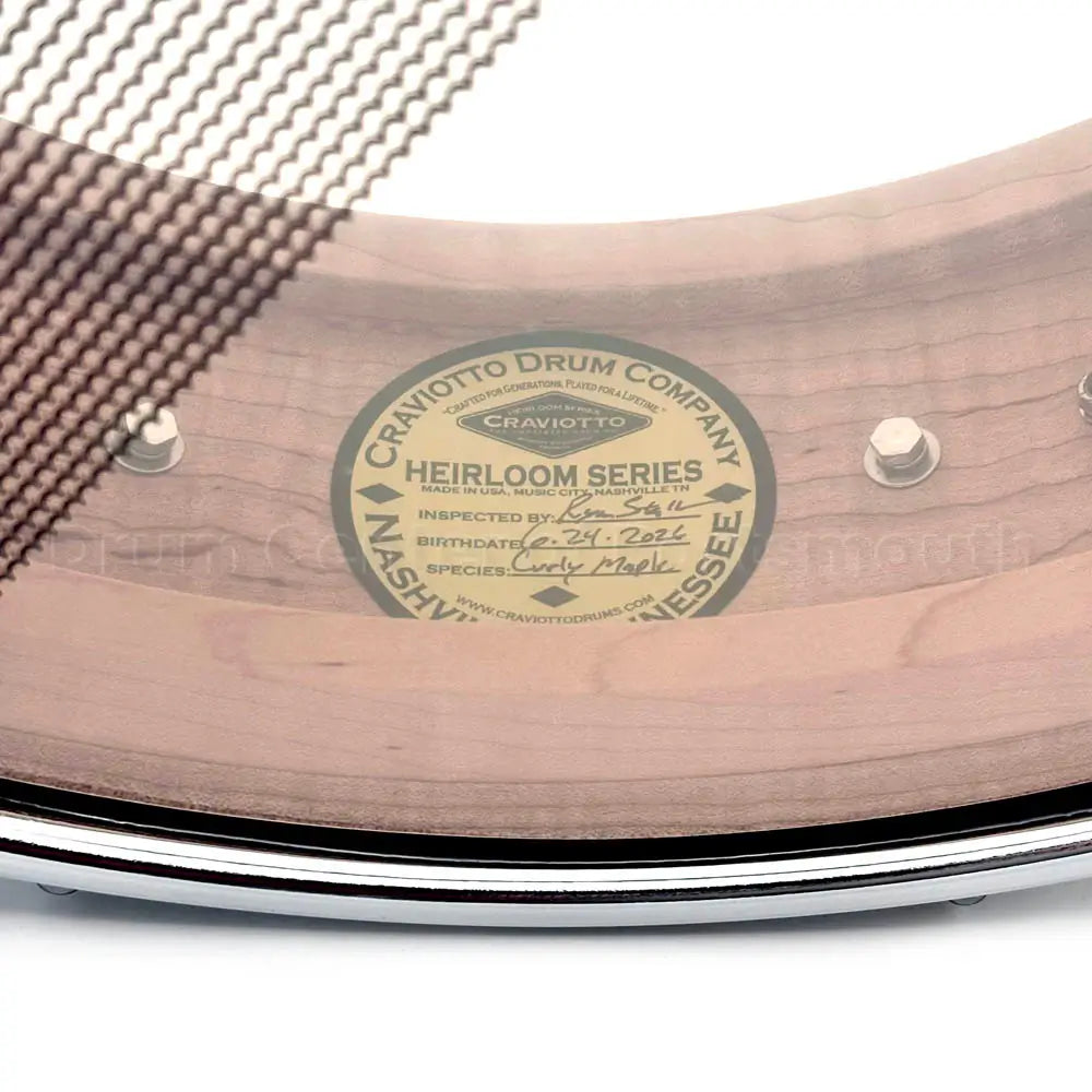 Craviotto Heirloom Figured Curly Maple Snare Drum 14x4.5 Burnt Fade - Drum Center Of Portsmouth