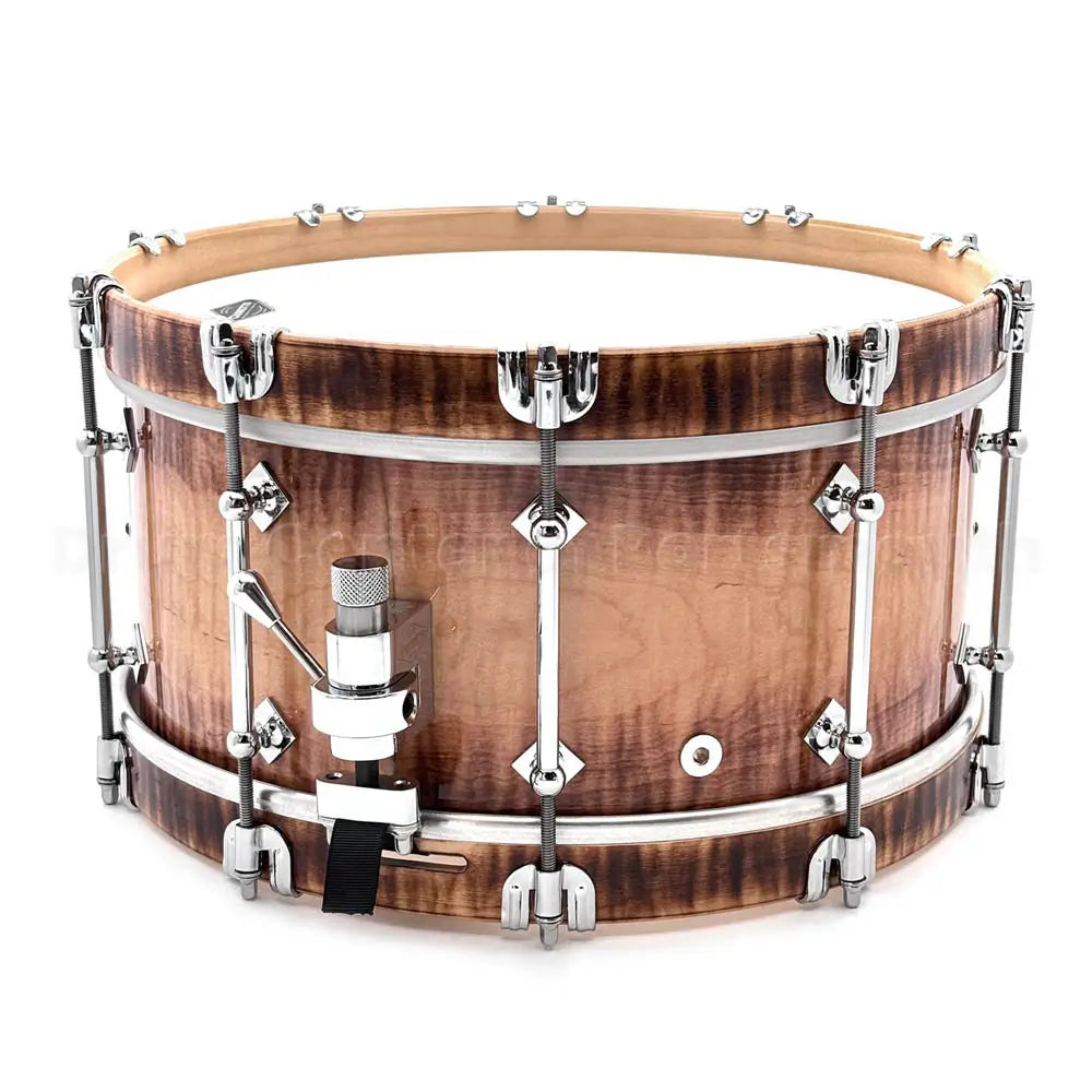 Craviotto Heirloom Figured Curly Maple Snare Drum 14x6.5 Burnt Burst w/Maple Hoops - Drum Center Of Portsmouth