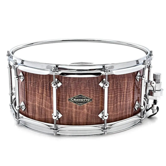 Craviotto Heirloom Figured Curly Maple Snare Drum 14x6 Burnt - Drum Center Of Portsmouth