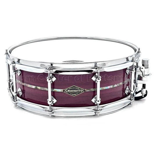 Craviotto Heirloom Purpleheart Snare Drum 14x5 w/Black Tahitian Abalone Inlay - Drum Center Of Portsmouth