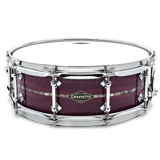 Craviotto Heirloom Purpleheart Snare Drum 14x5 w/Black Tahitian Abalone Inlay - Drum Center Of Portsmouth