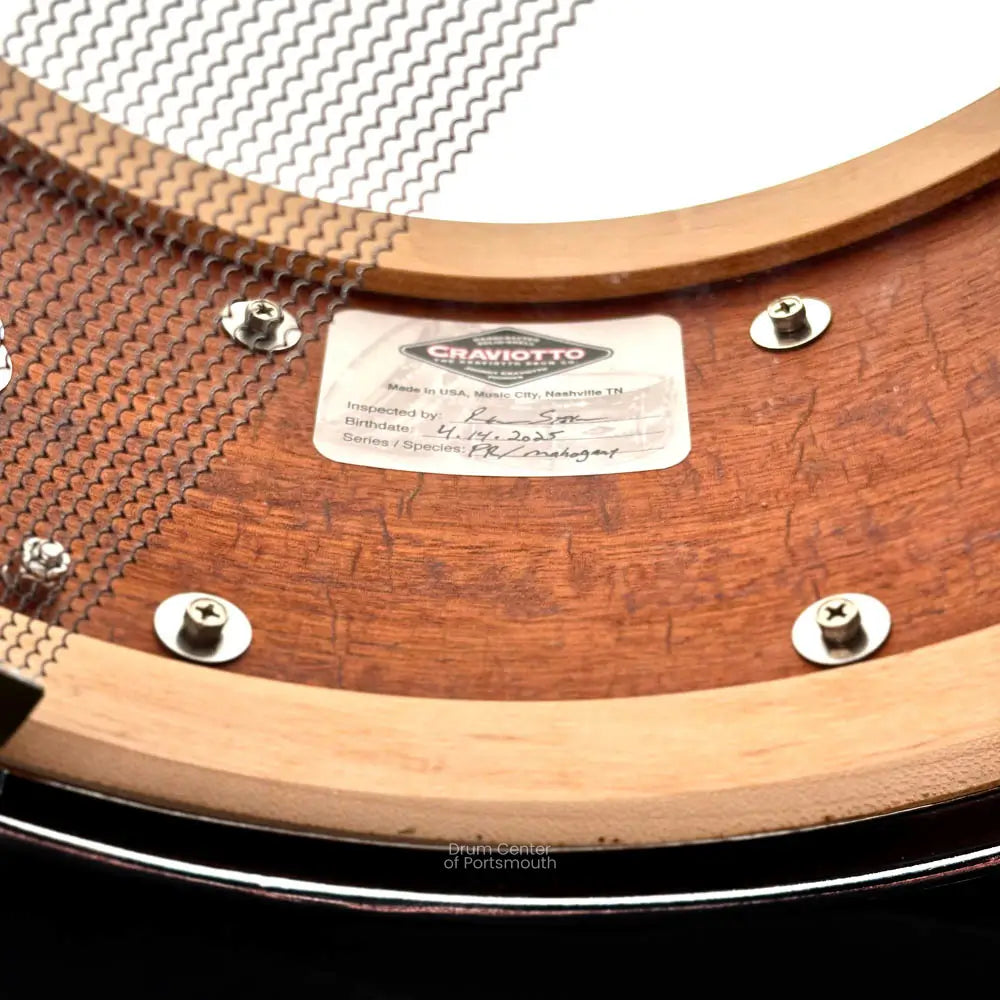 Craviotto Private Reserve Mahogany Snare Drum 14x6.5 w/Burnt Diamond Pattern - Drum Center Of Portsmouth