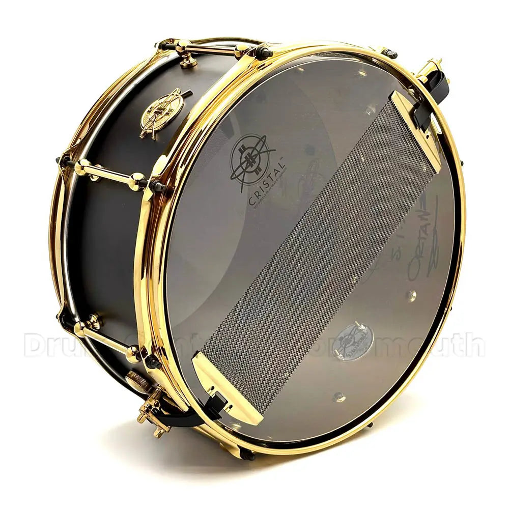 Dunnett Classic Titanium Tourbillon Snare Drum 14x6.5 Black w/Gold Hardware - Drum Center Of Portsmouth
