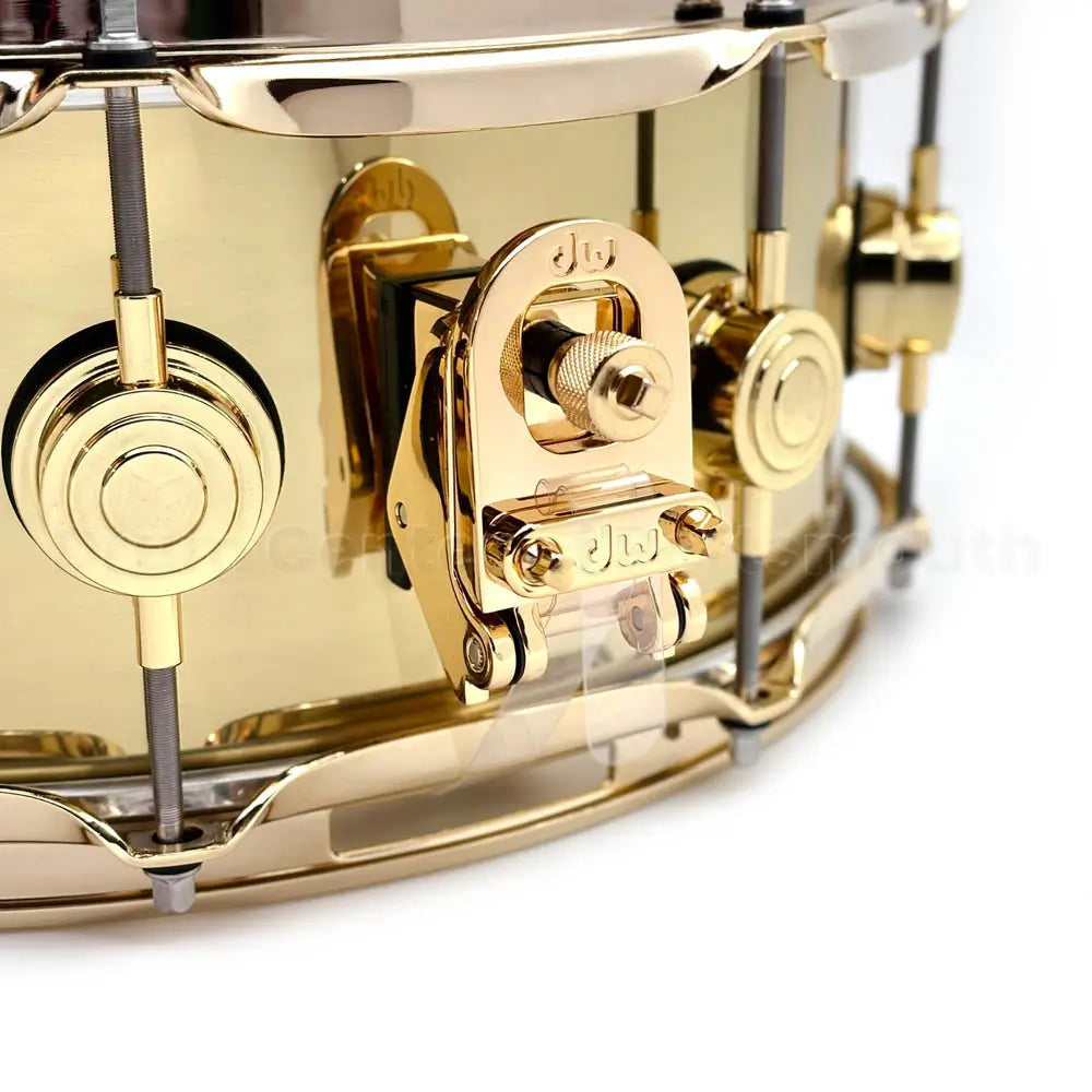 DW Collectors Bell Brass Snare Drum 14x5.5 w/Gold Hardware - Drum Center Of Portsmouth