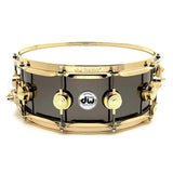 DW Collectors Black Nickel Over Brass Snare Drum 14x5.5 Gold Hardware - Drum Center Of Portsmouth