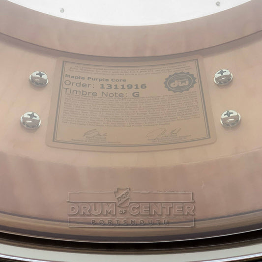 DW Collectors Maple/Purple Core Snare Drum 14x6.5 Natural Super Curl