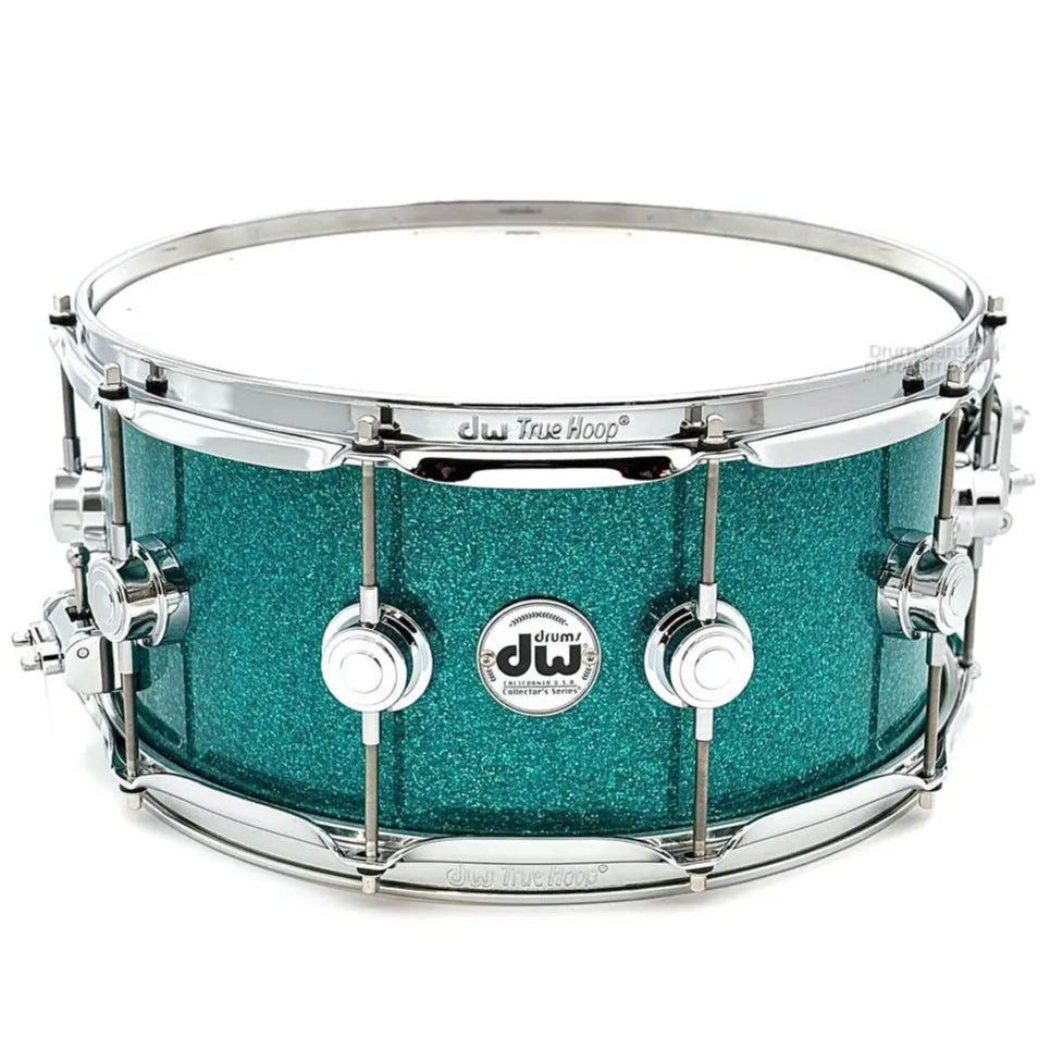 DW Collectors VLT 333 Maple Snare Drum 14x6.5 Teal Glass - Drum Center Of Portsmouth