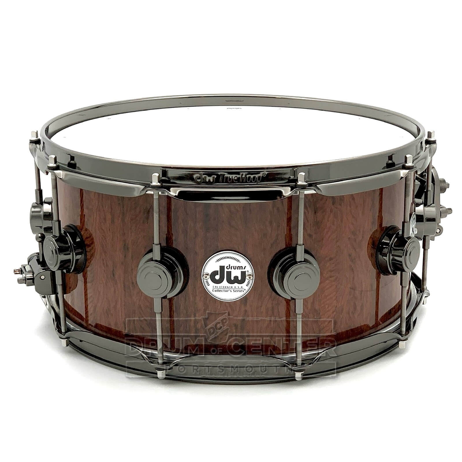 DW Collectors Purpleheart Snare Drum 14x6.5 Exotic Tiger Wood w/Black Nickel Hardware - Drum Center Of Portsmouth