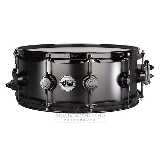 Used DW Collectors Series Satin Black Brass Snare Drum 14x5.5 Black Nickel Hardware - Drum Center Of Portsmouth