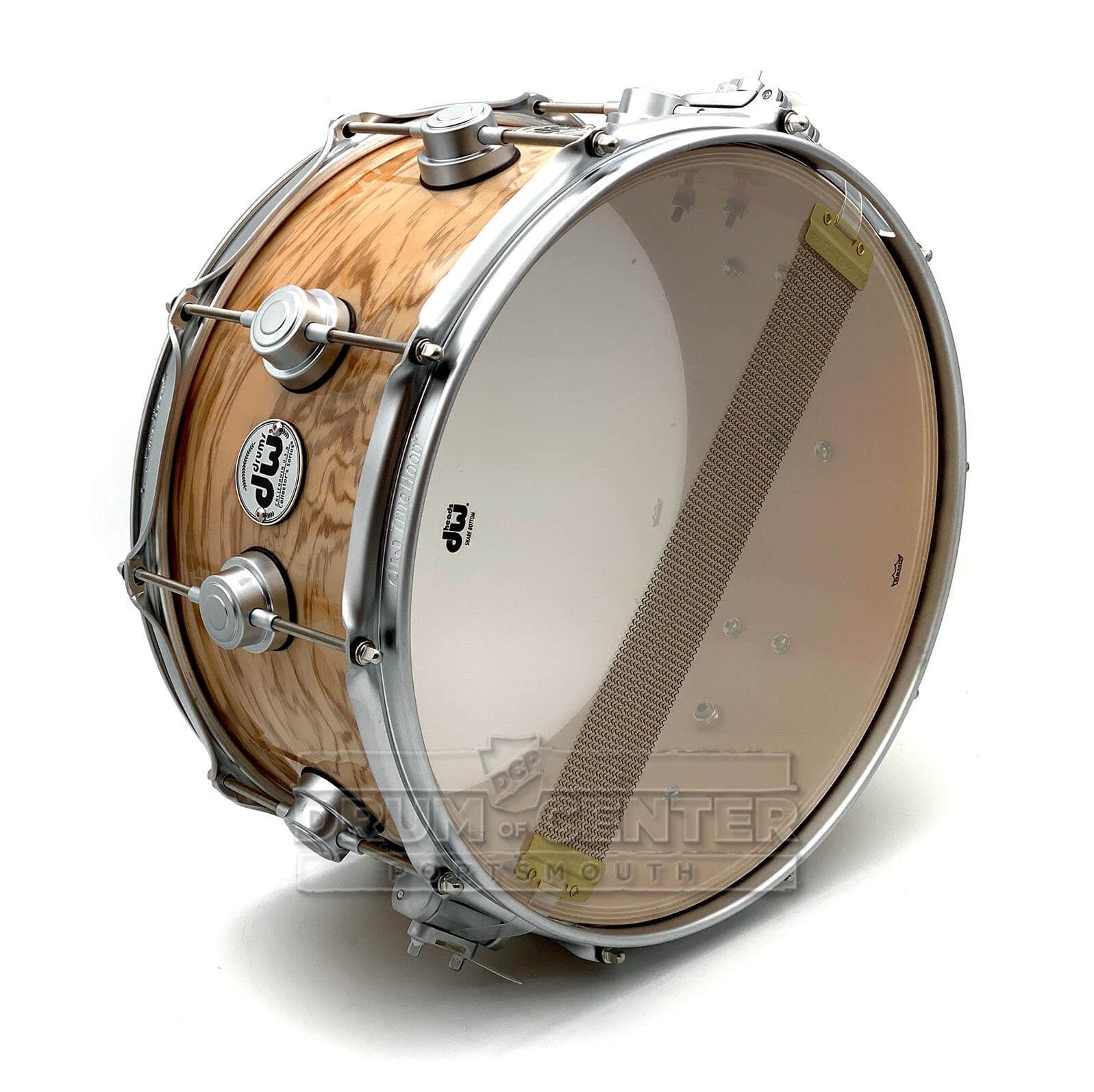 DW Collectors SSC Maple Snare Drum 14x6.5 Exotic Olive Ash Burl w/Satin Chrome Hardware - Drum Center Of Portsmouth