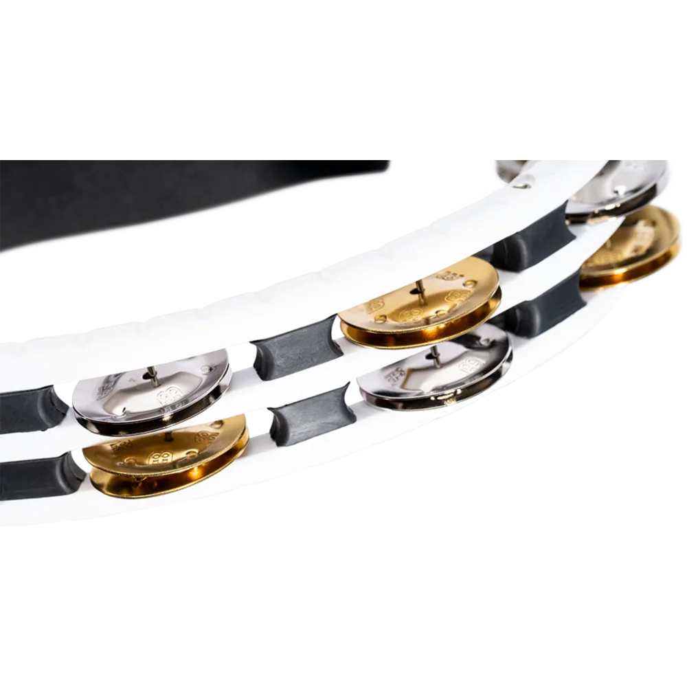 Meinl ABS Hand Held Tambourine Recording Combo Dual-Alloy Jingles White - Drum Center Of Portsmouth