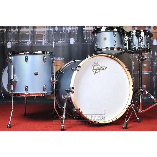 Used Gretsch Brooklyn 4pc Euro Drum Set Satin Ice Blue Metallic - Excellent - Drum Center Of Portsmouth