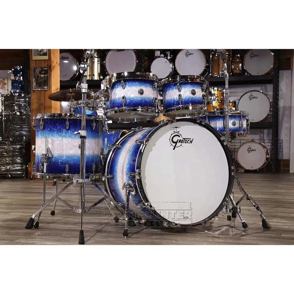 Used Gretsch Brooklyn 5pc Euro Drum Set Blue Burst Pearl - Excellent - Drum Center Of Portsmouth