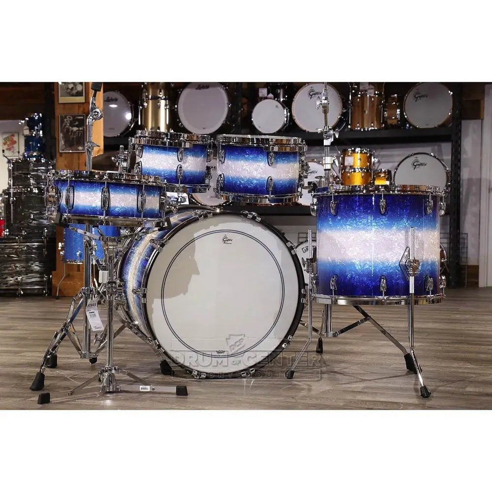 Used Gretsch Brooklyn 5pc Euro Drum Set Blue Burst Pearl - Excellent - Drum Center Of Portsmouth