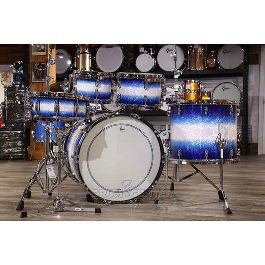 Used Gretsch Brooklyn 5pc Euro Drum Set Blue Burst Pearl - Excellent - Drum Center Of Portsmouth