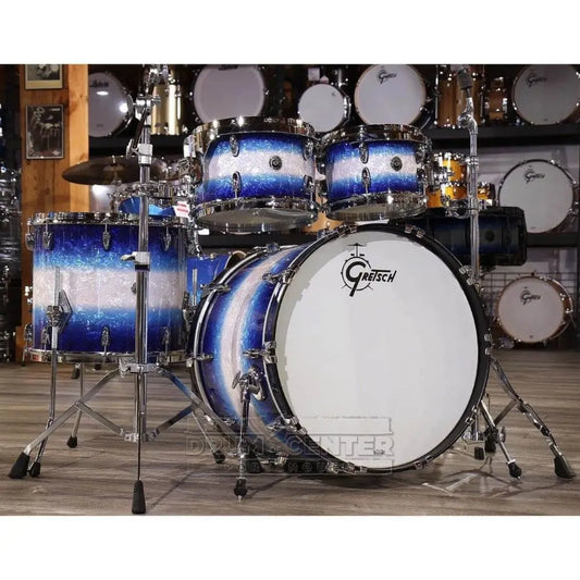 Used Gretsch Brooklyn 4pc Euro Drum Set Blue Burst Pearl - Excellent - Drum Center Of Portsmouth