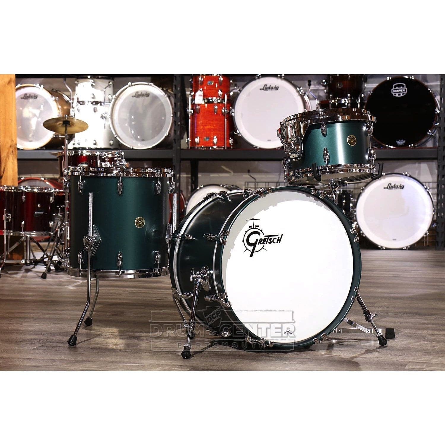 Gretsch USA Custom 3pc Drum Set Satin Cadillac Green