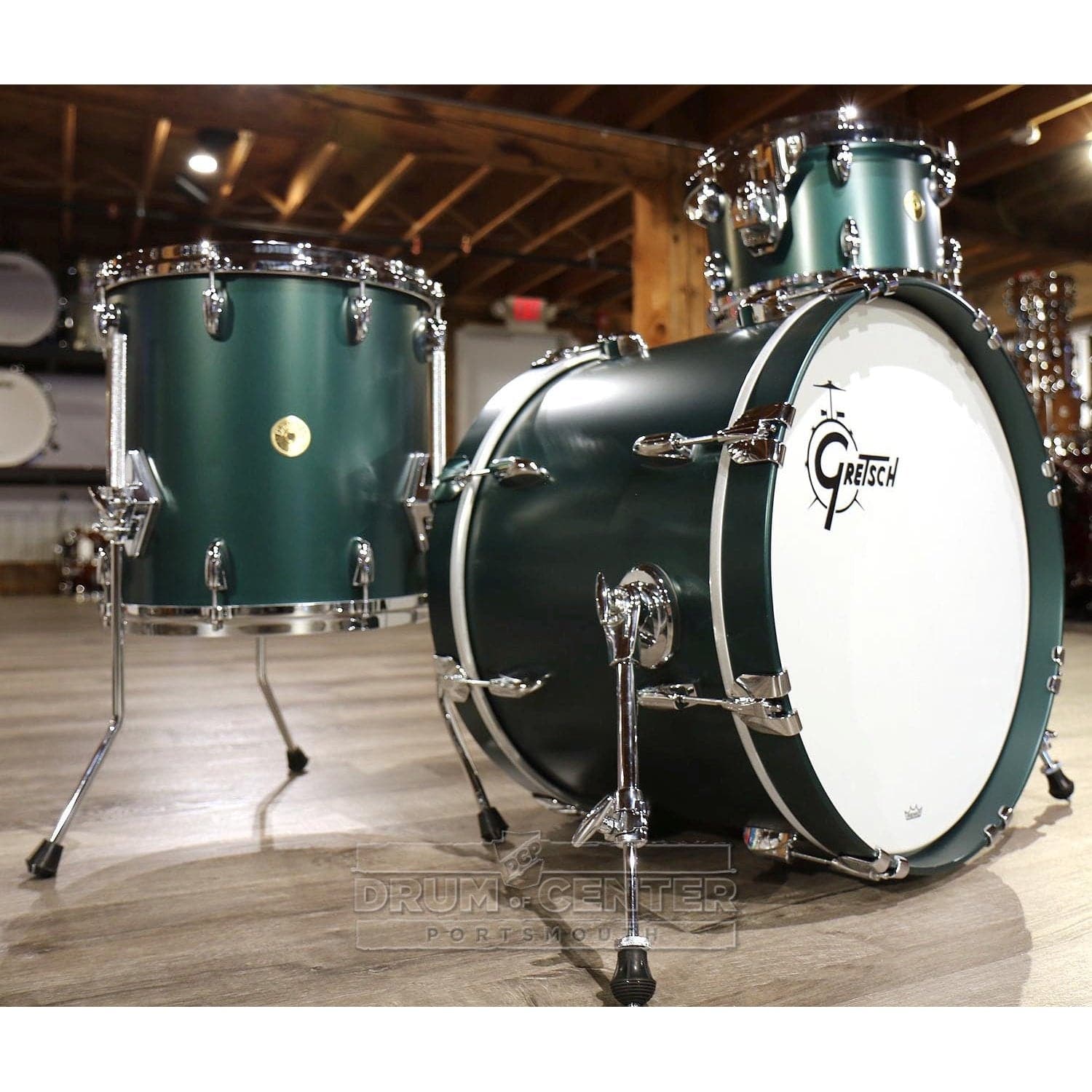 Gretsch USA Custom 3pc Drum Set Satin Cadillac Green