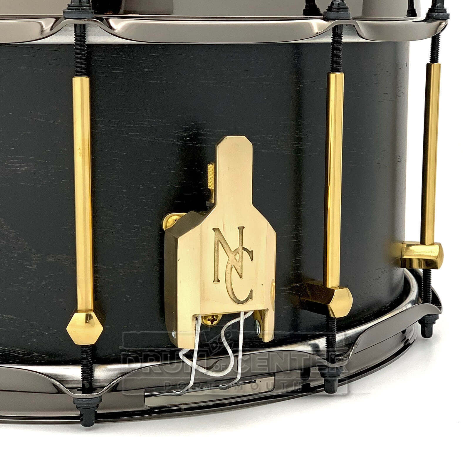Noble & Cooley Solid Shell Classic Walnut Snare Drum 14x7 Matte Black w/Brass Hardware - Drum Center Of Portsmouth