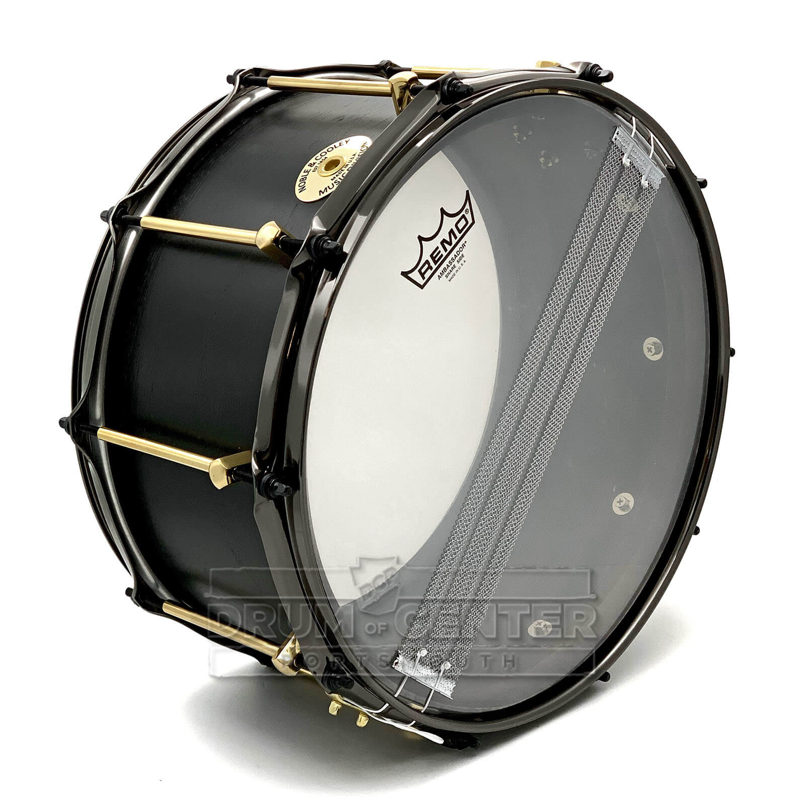Noble & Cooley Solid Shell Classic Walnut Snare Drum 14x7 Matte Black w/Brass Hardware - Drum Center Of Portsmouth
