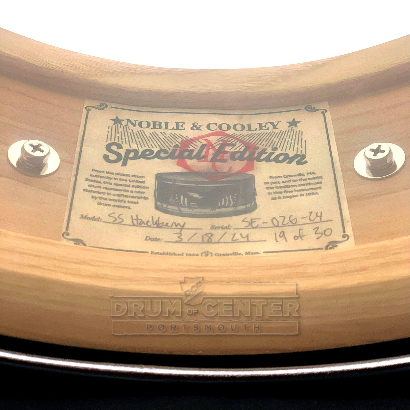 Noble & Cooley Solid Shell Classic Limited Edition Hackberry Snare Drum 14x5 - Drum Center Of Portsmouth