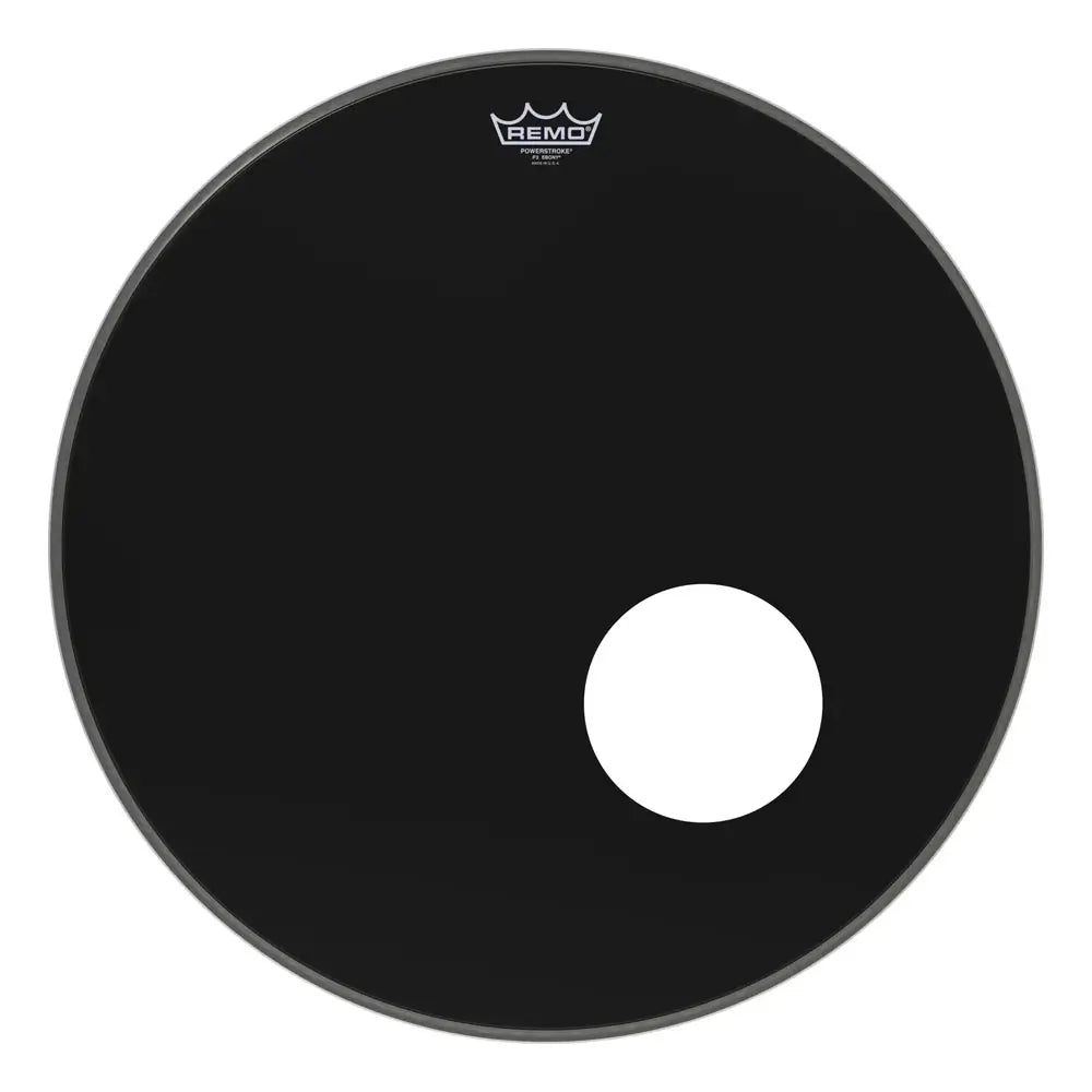 Remo Powerstroke 3 Bass Drum Head 18" Ebony w/5" Offset Hole - Drum Center Of Portsmouth