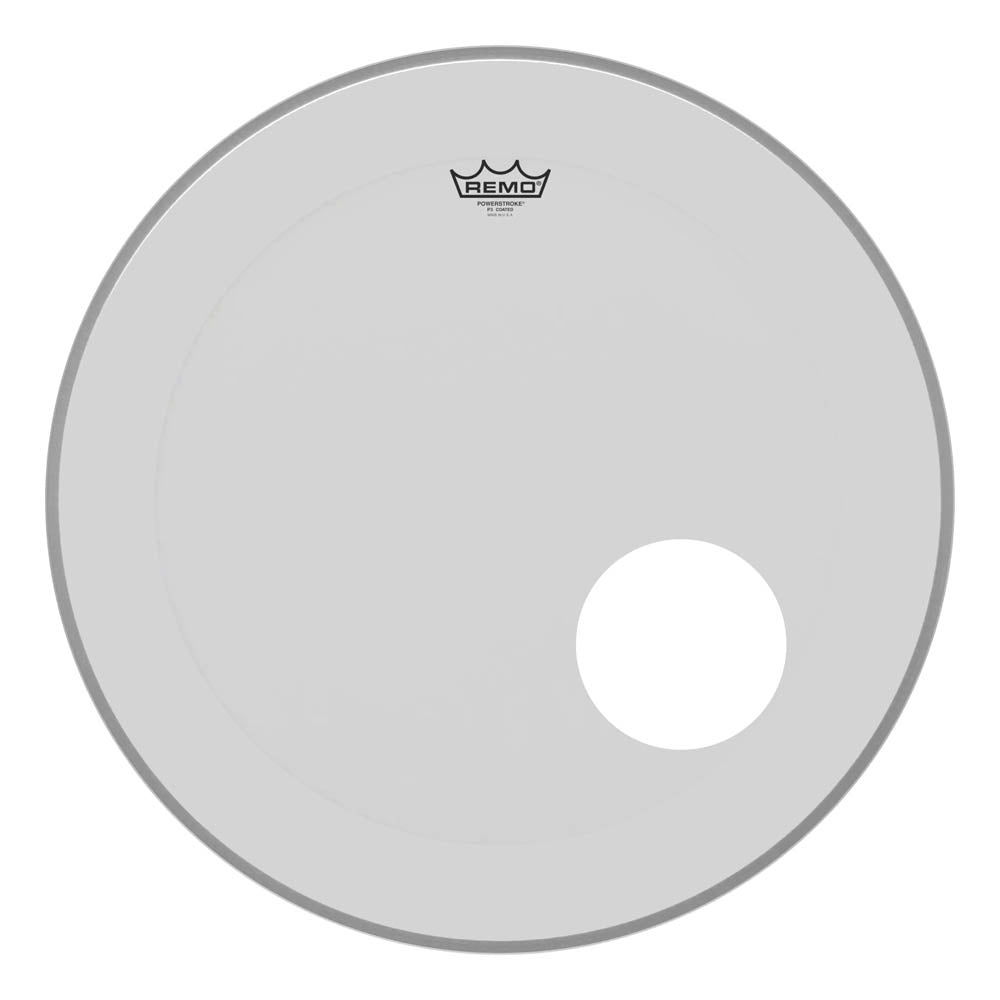 Remo Powerstroke P3 Coated Bass Drumhead 20" No Stripe, Offset Port - Drum Center Of Portsmouth