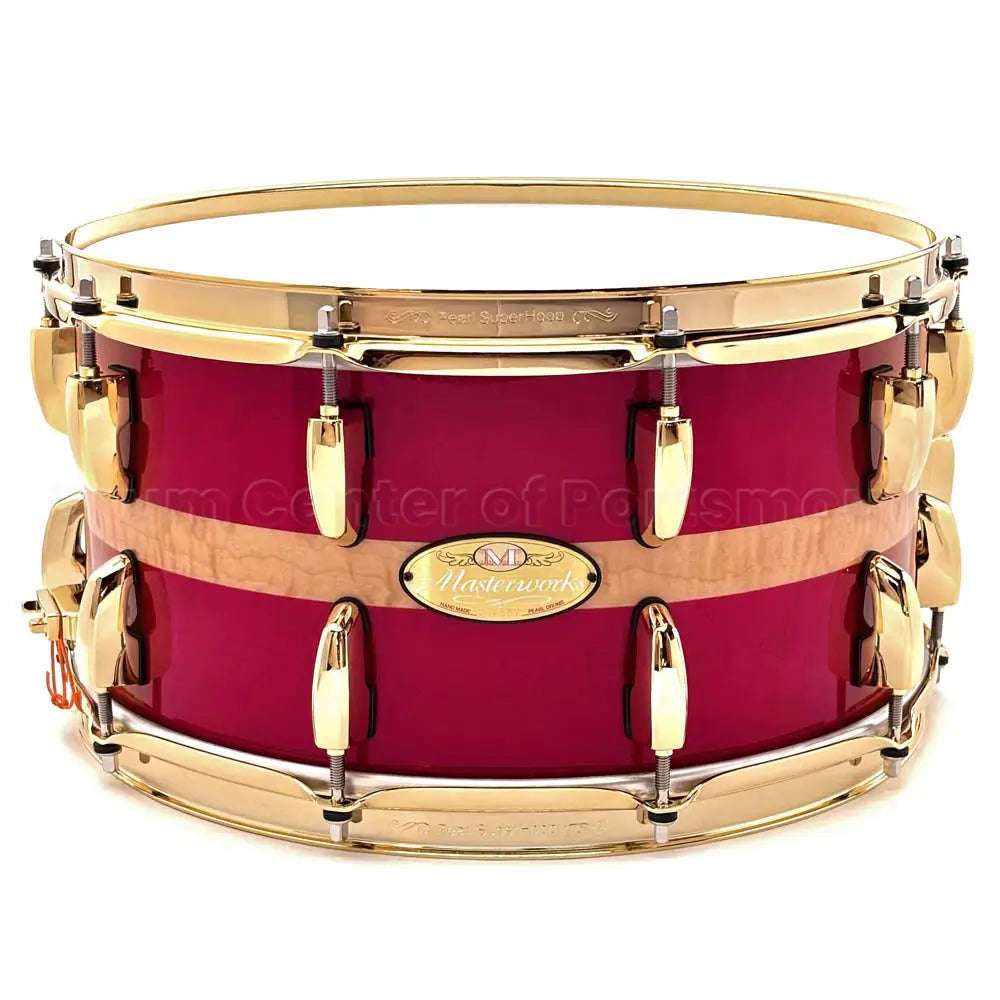 Pearl Masterworks Artisan Maple/Mahogany Snare Drum 14x7 Banded Red Curly Maple - Drum Center Of Portsmouth