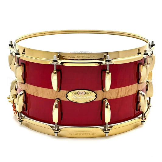 Pearl Masterworks Artisan Maple/Mahogany Snare Drum 14x7 Banded Red Curly Maple - Drum Center Of Portsmouth