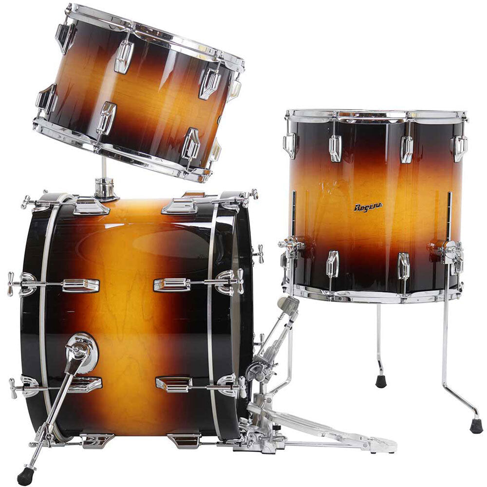 Drum set with a sunburst finish on a white background