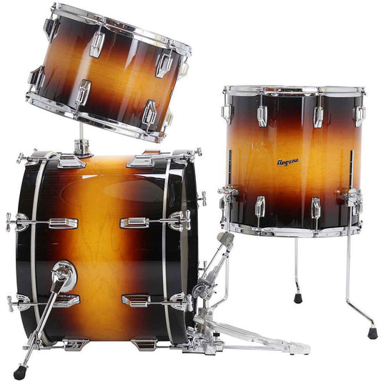 Drum set with a sunburst finish on a white background