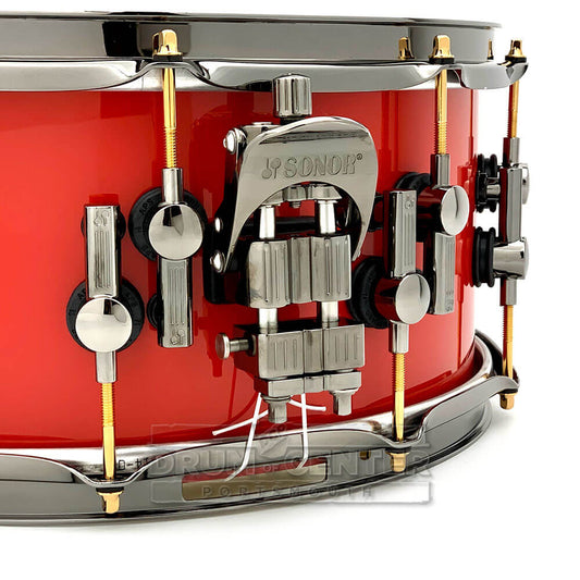 Sonor SQ2 Heavy Beech Snare Drum 14x6.5 Flame Red w/Black & Gold Hardware