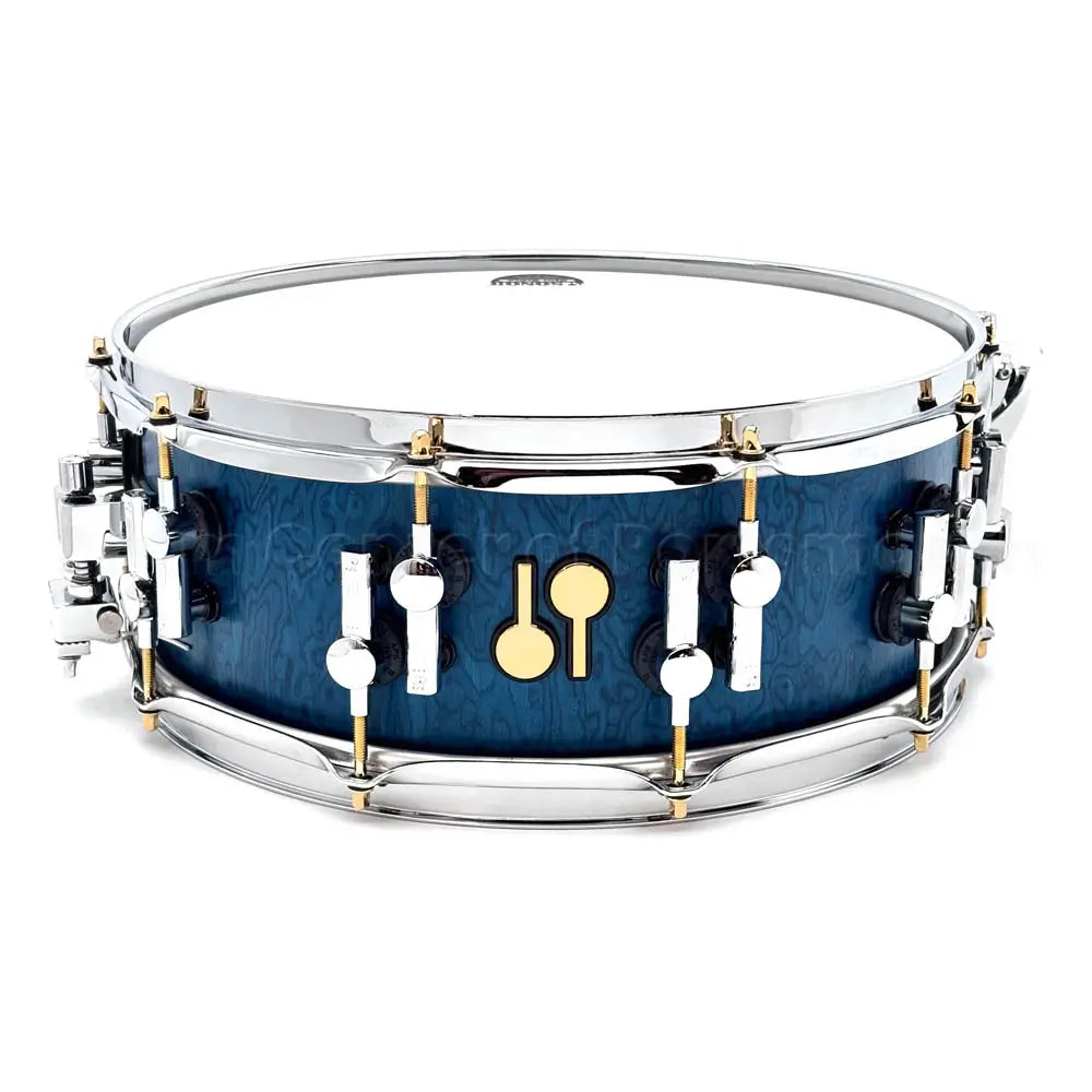 Sonor SQ2 Medium Maple Snare Drum 14x5.5 Birdseye Azure w/Chrome & Gold Hw - Drum Center Of Portsmouth