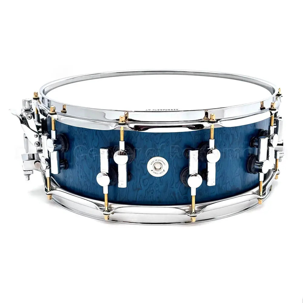 Sonor SQ2 Medium Maple Snare Drum 14x5.5 Birdseye Azure w/Chrome & Gold Hw - Drum Center Of Portsmouth