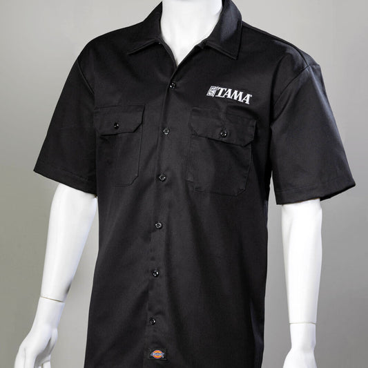Tama Embroidered Logo Short-Sleeve Dickies Work Shirt Black - Medium - Drum Center Of Portsmouth