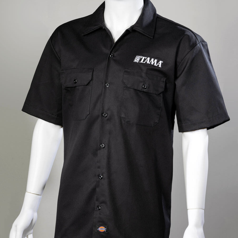 Tama Embroidered Logo Short-Sleeve Dickies Work Shirt Black - X-Large - Drum Center Of Portsmouth