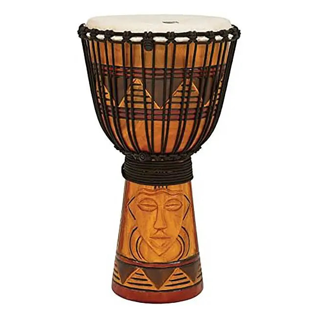 Toca Origins Rope-Tuned Wood Djembe 12" Tribal Mask - Drum Center Of Portsmouth