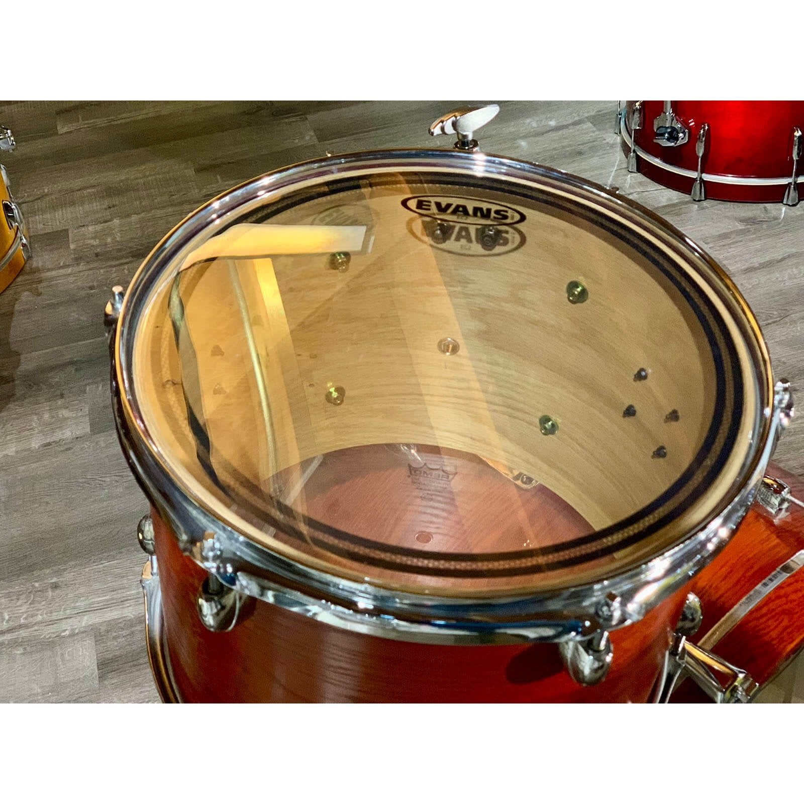 Used Yamaha Oak Custom 3pc Drum Set Matte Sedona Red