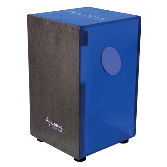 Tycoon 29 Series Royal Blue Acrylic Cajon With Black Makah Burl Front