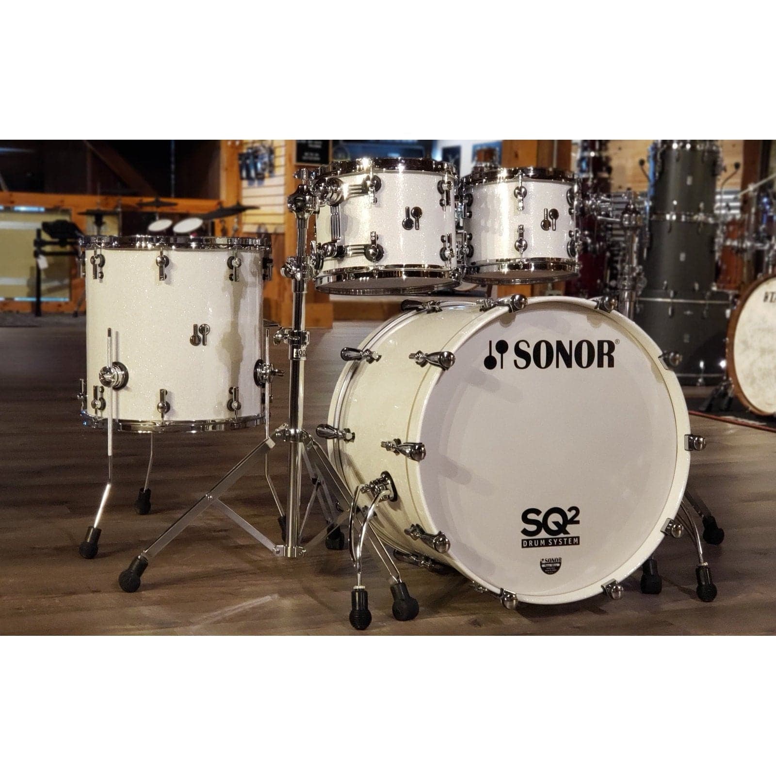 Sonor SQ2 Vintage Beech 4pc Drum Set White Sparkle Lacquer