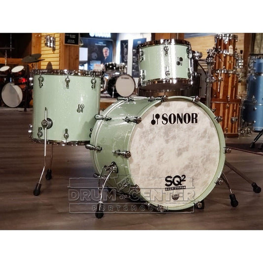 Sonor SQ2 Medium Beech 3pc Drum Set Mint Sparkle w/African Marble Interior