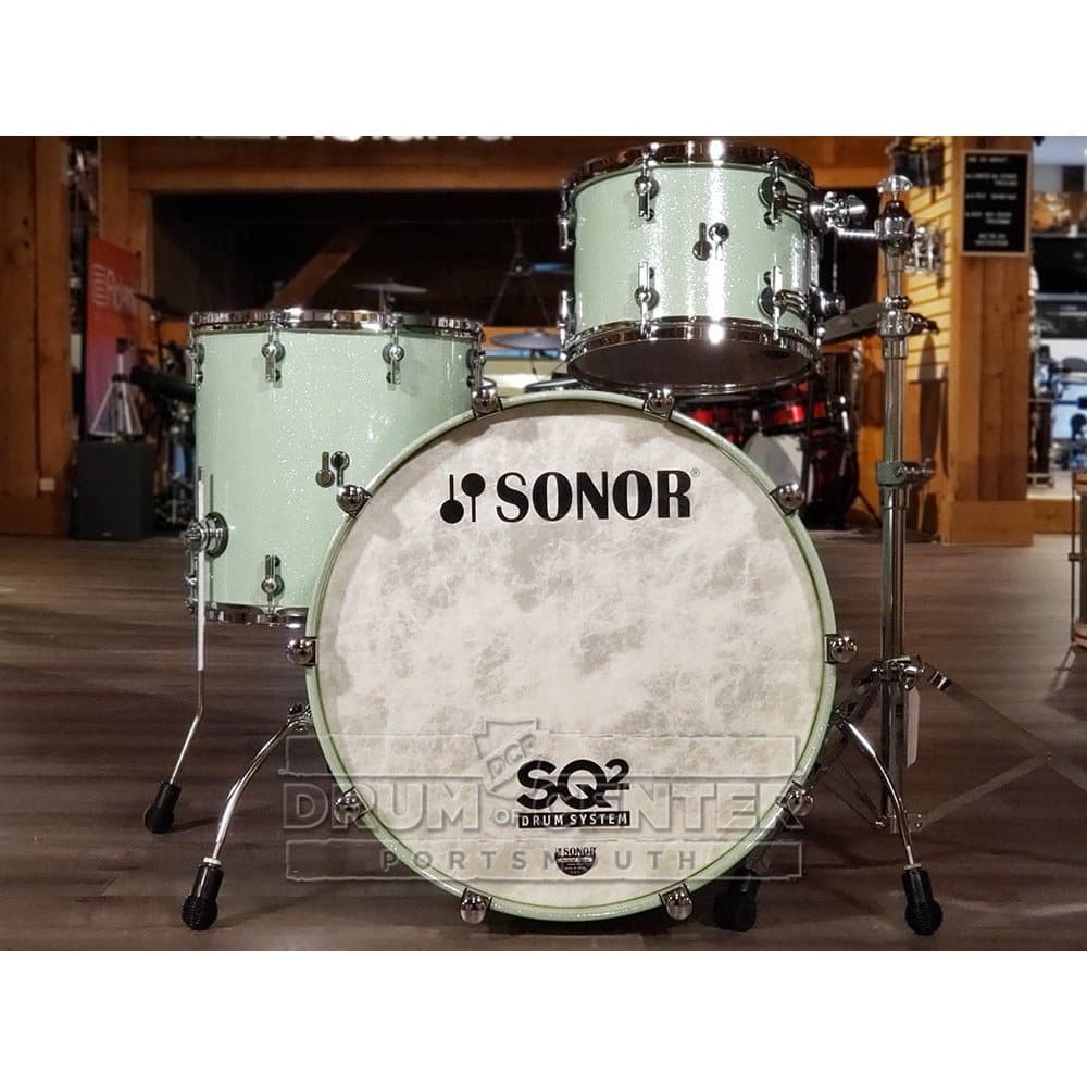 Sonor SQ2 Medium Beech 3pc Drum Set Mint Sparkle w/African Marble Interior