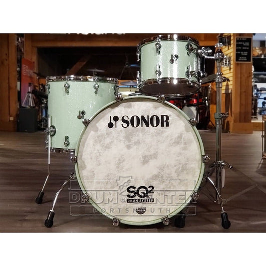 Sonor SQ2 Medium Beech 3pc Drum Set Mint Sparkle w/African Marble Interior