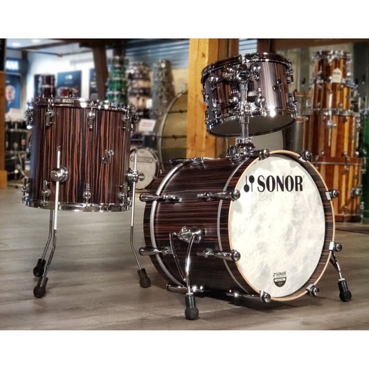 Sonor SQ2 3pc Medium Maple Drum Set w/Tom Arm Ebony Semigloss