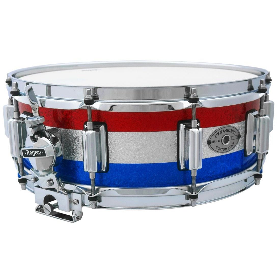 Rogers Dyna-sonic Wood Shell Snare Drum 14x5 Red White & Blue Sparkle 
