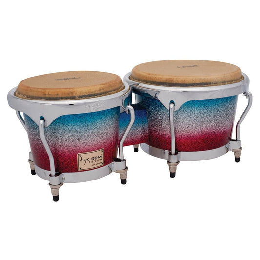 Tycoon Percussion 7 & 8 1/2 Master Platinum Tri-Fade Series Bongos