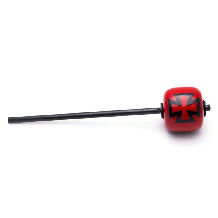 Danmar Red Wood Ball Bass Drum Beater, Black Shaft - Black Iron Cross